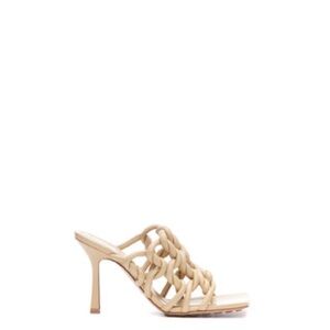 Beige Braided High Heel Slide Mule - Women Shoes